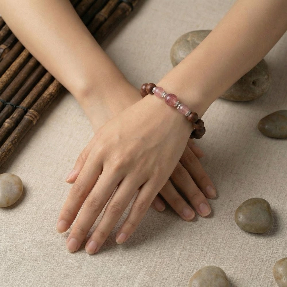 Peach Joy & Lotus — Romance & Confidence Bracelet - Confidence & Self-Love Lotus Bracelet - Arcane Bloom