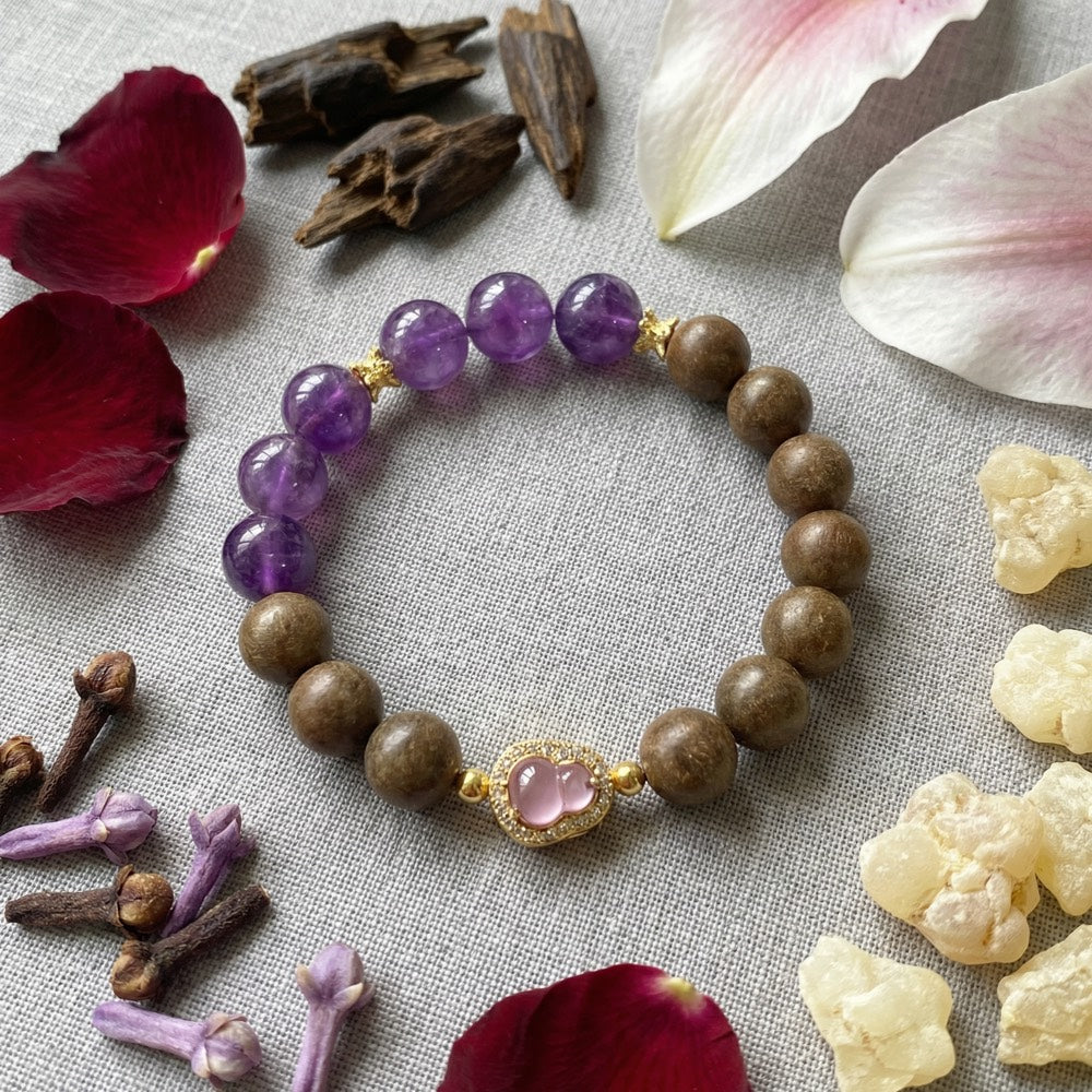Purple Qi Rising — Career & Wisdom Bracelet - Professional Wisdom & Status Amethyst Bracelet - Arcane Bloom