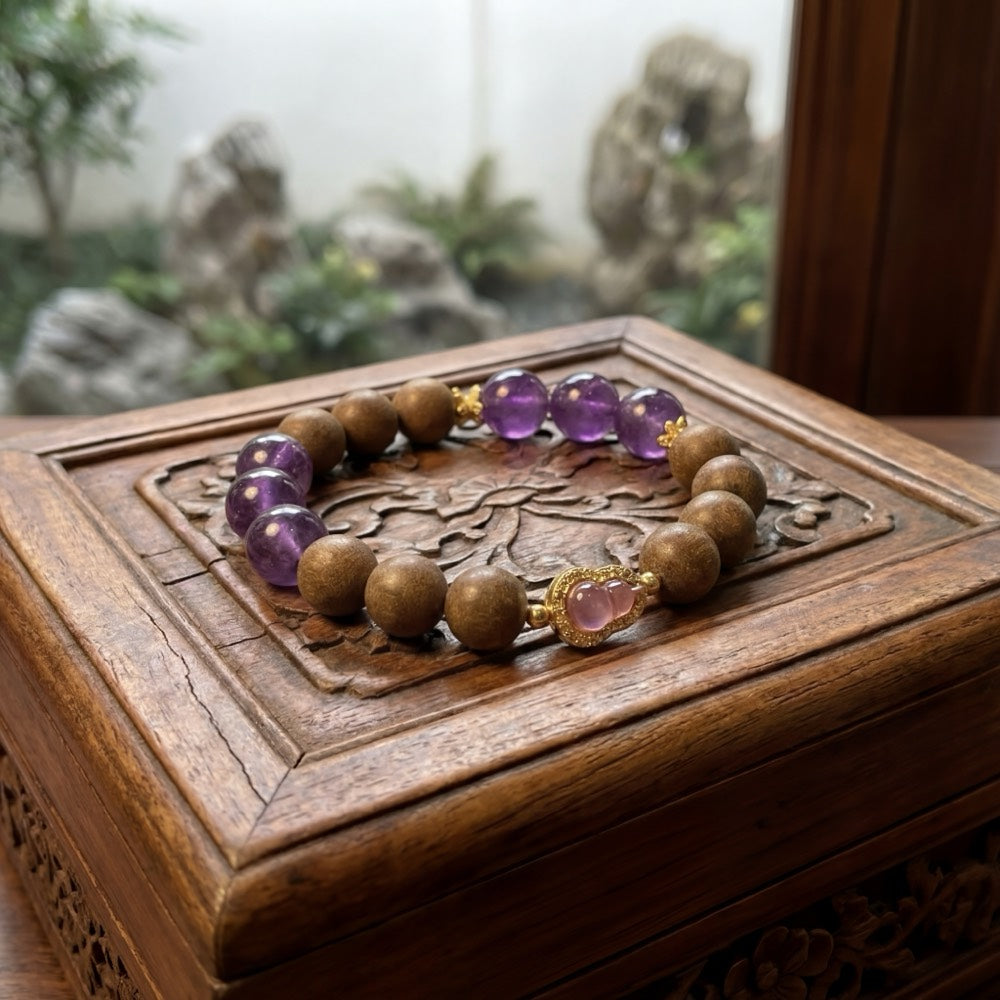 Purple Qi Rising — Career & Wisdom Bracelet - Professional Wisdom & Status Amethyst Bracelet - Arcane Bloom