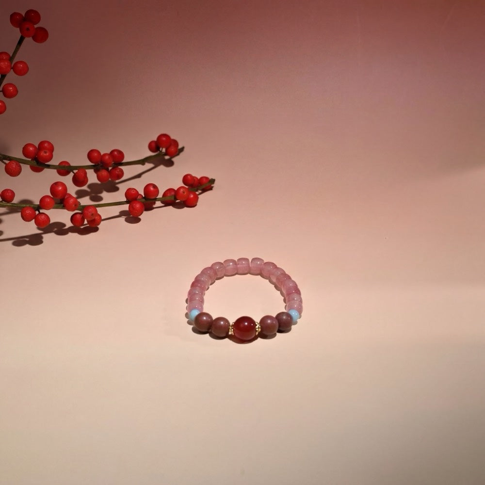 Red Peach Blossom — Attraction & Connection Bracelet - Attraction & Romance Strawberry Quartz Bracelet - Arcane Bloom