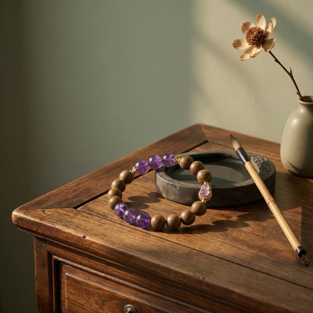 Purple Qi Rising — Career & Wisdom Bracelet - Professional Wisdom & Status Amethyst Bracelet - Arcane Bloom