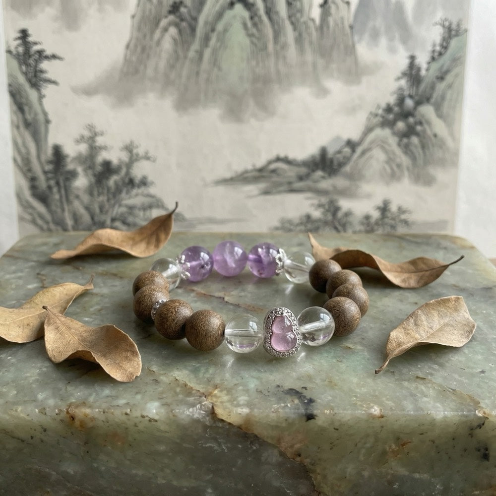 Amethyst Shield — Calm & Protection Bracelet - Anxiety Relief Amethyst Crystal Healing Bracelet - Arcane Bloom
