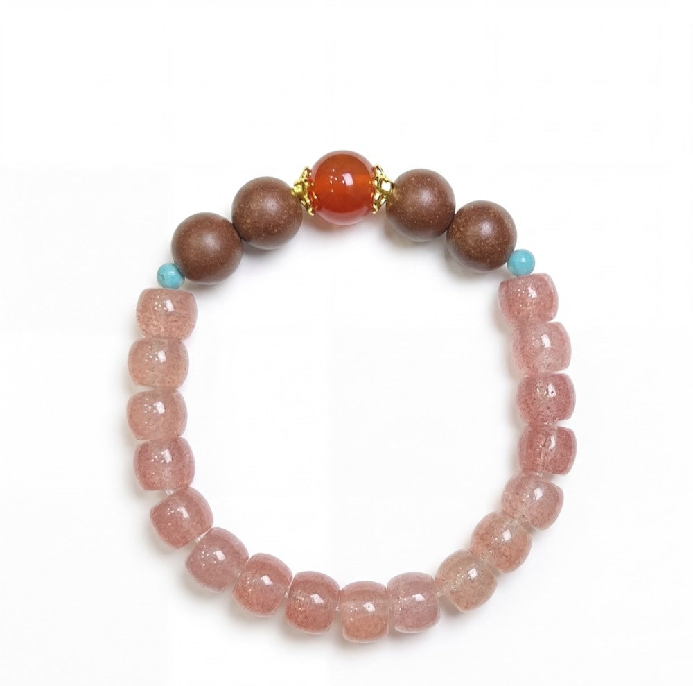 Red Peach Blossom — Attraction & Connection Bracelet - Attraction & Romance Strawberry Quartz Bracelet - Arcane Bloom
