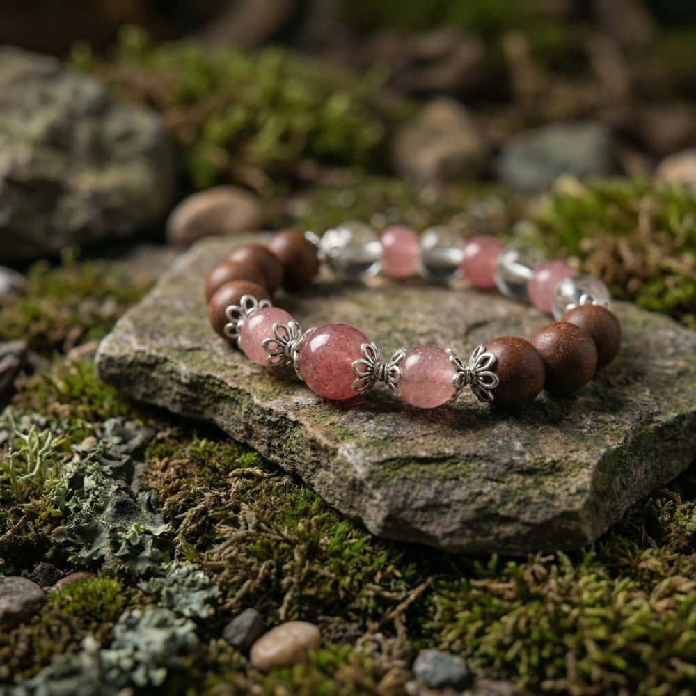 Peach Joy & Lotus — Romance & Confidence Bracelet - Confidence & Self-Love Lotus Bracelet - Arcane Bloom