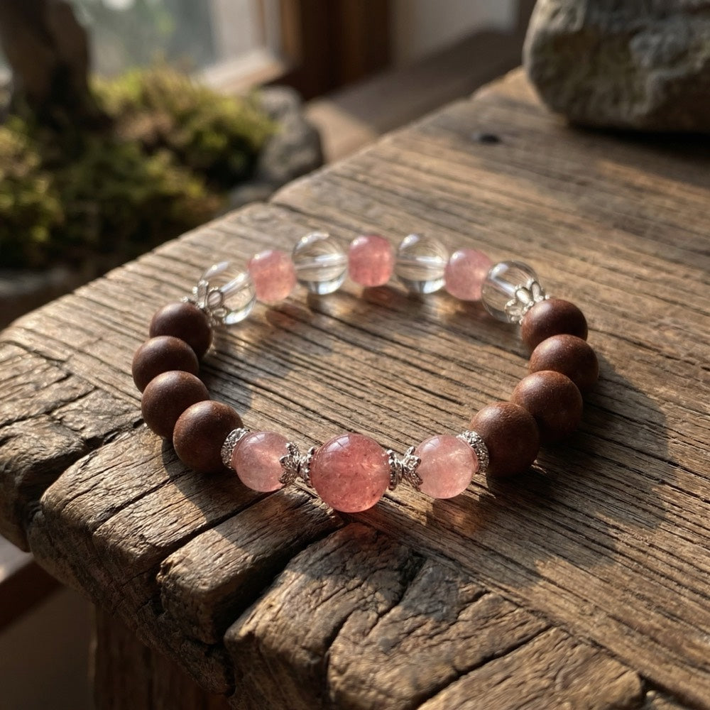 Peach Joy & Lotus — Romance & Confidence Bracelet - Confidence & Self-Love Lotus Bracelet - Arcane Bloom